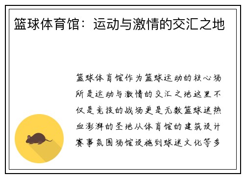 篮球体育馆：运动与激情的交汇之地